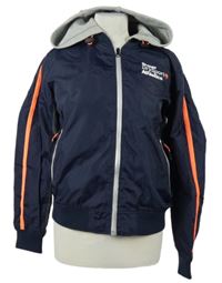 Dámská tmavomodrá šusťáková sportovní bunda s kapucí Superdry 