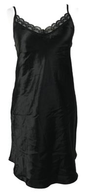 Dámská černá saténová noční košile s krajkou Matalan