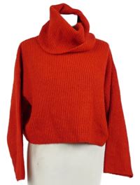 Dámský červený crop svetr s komínovým límcem Primark 