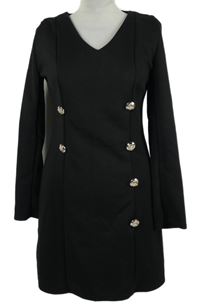 Dámské černé šaty s gombíky 