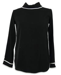 Nové - Dámská černá halenka s bílým lemem Zara 