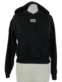 Dámská černá crop mikina s nápisem a kapucí H&M