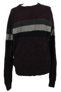 Pánský vínovo-šedý pruhovaný svetr Cedarwood State