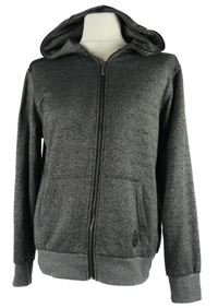 Pánská šedá melírovaná propínací mikina s kapucí 