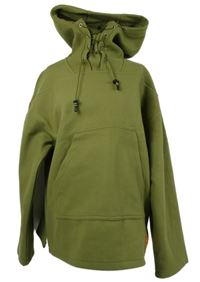 Dámská olivová fleecová mikina s kapucí a šněrováním