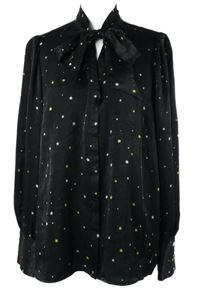 Dámská černá hvězdičkovaná halenka s vázačkou Investments 