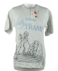 Nové - Dámské šedé tričko s potiskem Lady&Tramp Primark 
