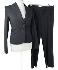 2set - Dámské černé proužkované crop sako + kalhoty C&A