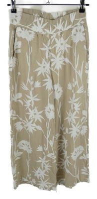 Dámské béžovo-bílé květované culottes kalhoty Mariquita