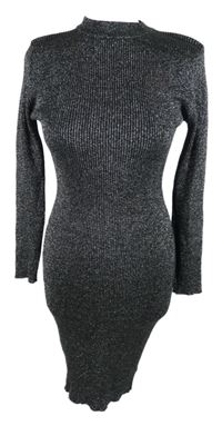 Dámské černé třpytivé svetrové šaty Quiz 
