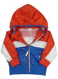 Červeno-bílo-modrá šusťáková jarní bunda s kapucí H&M