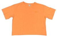 Neonově oranžové crop tričko s výšivkou H&M