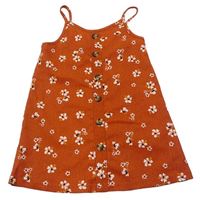 ORanžové květinové šaty s knoflíčky Primark