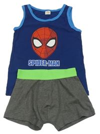 2set- modré tílko se Spidermanem+ šedé trenýrky