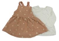 2set- růžová puntíkatá laclová sukně+ bílé triko George