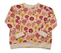 Světlerůžová mikina se stromy a zvířaty