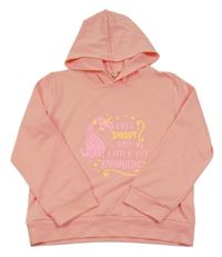 Světlerůžová lehká mikina s potiskem a kapucí 