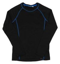 Černé funkční triko s modrým prošitím Crivit
