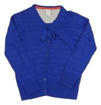 Modrý pruhovaný propínací svetr s mašlí Jasper Conran