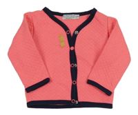 Neonově růžovo-tmavomodrá propínací mikina s nášivkou Dirje