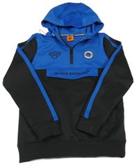 Modro-černá sportovní mikina s nášivkou a kapucí 