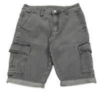 Šedé cargo riflové kraťasy Shein