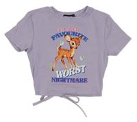 Fialové crop tričko se srncem a nápisy Tally Weijl