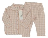 Nové - růžovo-bílé kostkované pyžamo se srdíčky F&F