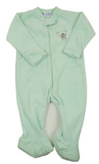 Mintový sametový overal s medvídkem