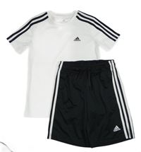 2 set - bílé sportovní funkční tričko Adidas + černé sportovní funkční kraťasy Adidas