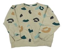 Béžová vzorovaná oversize mikina Hema