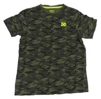 Khaki-černé army tričko s potiskem F&F