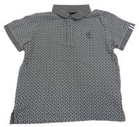 Tmavošedé vzorované polo tričko 