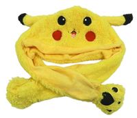 Hořčicová chlupatá čepice - Pikachu