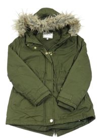 Khaki plátěná zimní parka s kapucí M&S