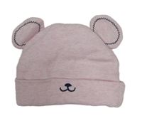 Světlerůžová melírovaná zateplená čepice s oušky