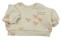 Smetanová žebrovaná oversize mikina se srdíčky George