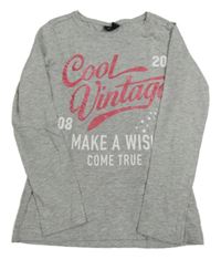 Šedé triko s nápisy Page one young