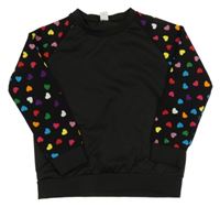 Černá mikina se srdíčky Shein