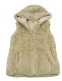 Béžová kožešinová podšitá vesta s kapucí Nutmeg