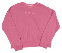 Růžová oversize crop mikina s nápisem M&S