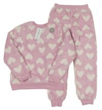Nové - Světlerůžové chlupaté pyžamo se srdíčky George