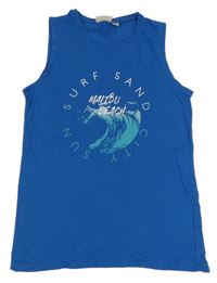 Modré tílko s nápisem Alive