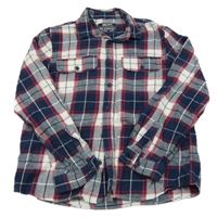 Tmavomodro-bílo-rubínová kostkovaná košile Rebel