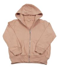 Starorůžová propínací mikina s výšivkou a kapucí Next