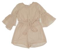 Světlerůžový žoržetový kraťasový overal s páskem  H&M