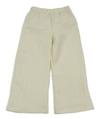 Smetanové 3D pruhované široké kalhoty 