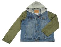 Modro-khaki riflovo/šusťáková bunda s kapucí Levi´s