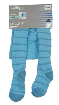 Nové - Světlemodré pruhované thermo punčocháče Lupilu