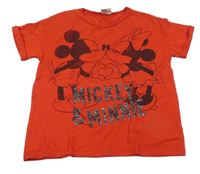 Červené tričko s Mickeym a Minnie Benetton